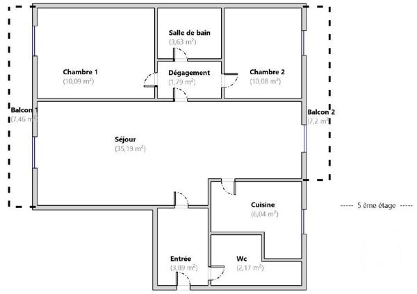 Appartement F3 à vendre  3 pièces - 72,88 m2 BOULOGNE BILLANCOURT - 92