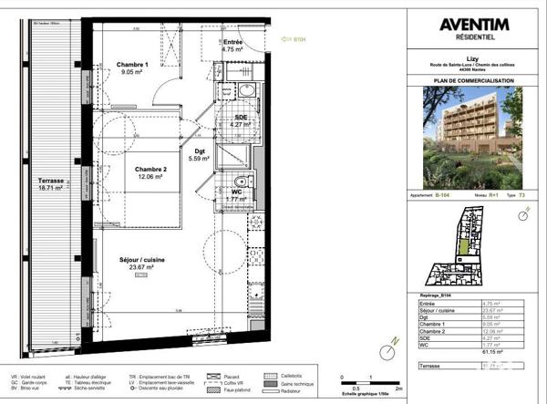 Appartement à vendre 3 pièces 61 m² Nantes