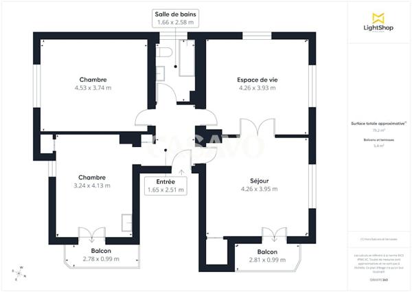 Vente Appartement 3 pièces de 75m² - 67100 Strasbourg