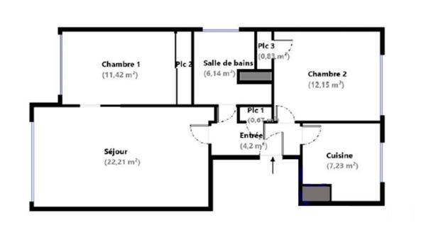 Appartement F3 à vendre  3 pièces - 64,85 m2 COLOMBES - 92