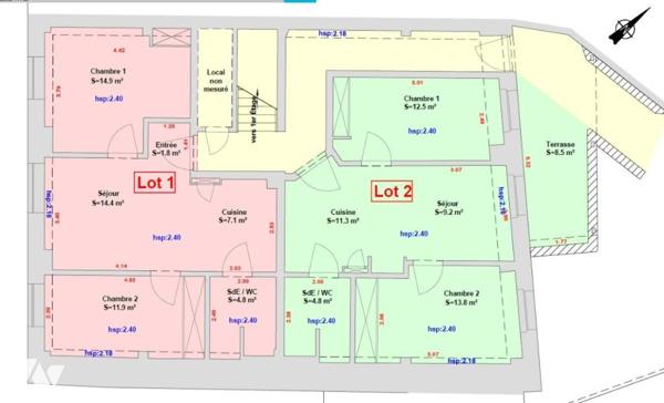 Immeuble comprenant 6 appartements de type T3 et 6 places de stationnement