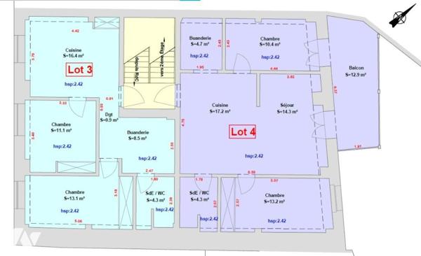Immeuble comprenant 6 appartements de type T3 et 6 places de stationnement