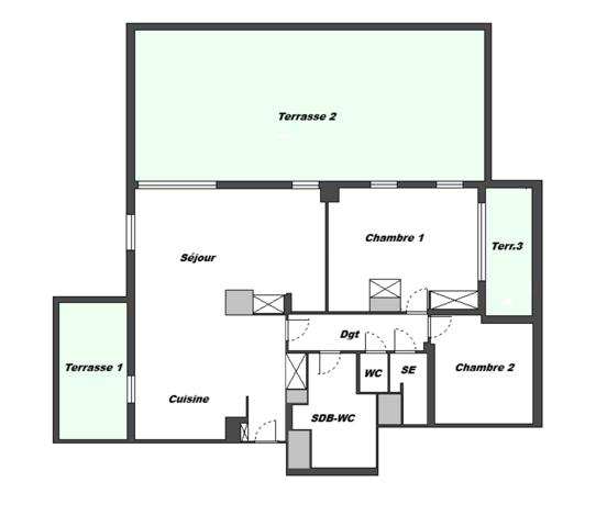 Paris 13-Appartement de 95,54m² avec terrasses