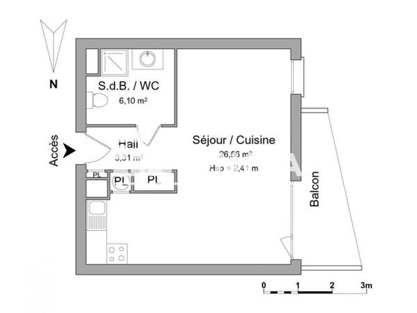 Location Studio 35.97 m² - 3 RUE DES VETERANS Villeneuve D'ascq 59650