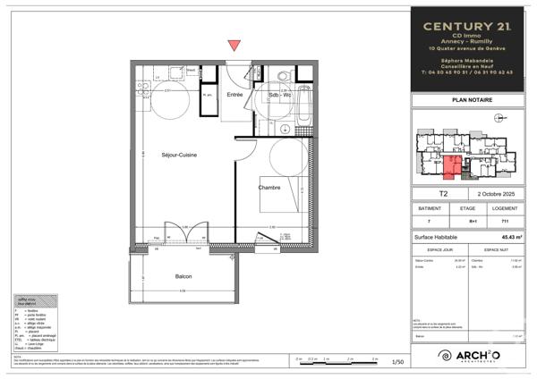Appartement T2 à vendre  2 pièces - 45,53 m 2   RUMILLY  - 74