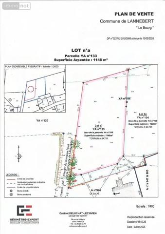 Achat - Terrain à bâtir | Terrain à bâtir Lannebert 22290 1146 m 2 1146 m 2