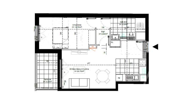 Appartement 2 pièces 50m2 VEFA Avenue Gabriel Péri
