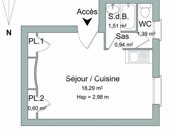 Location Studio 22.73 m² - 18 Rue Alsace Lorraine Rouen 76000