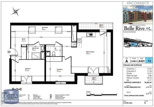 Vente appartement 3 pièces de 74.34m²
