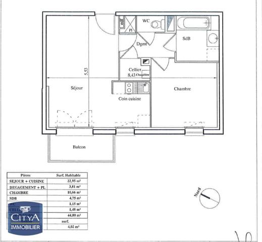 Vente appartement Douai (59500) 2 pièces 44.8m²