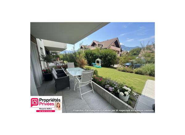 SAINT-JORIOZ  BEL APPARTEMENT TRAVERSANT 3 PIÈCES EN REZ-DE-JARDIN AVEC TERRASSE ET JARDIN PRIVATIF