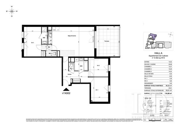 Quartier Port Marianne T4 traversant étage élevé