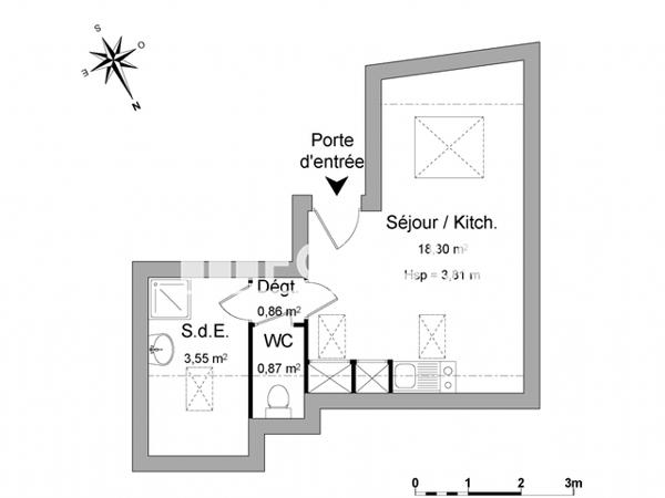 Location Studio 23.58 m² - 8 RUE DES RUISSEAUX Laval 53000