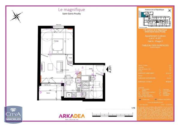 Location appartement 2 pièces de 42.8m²