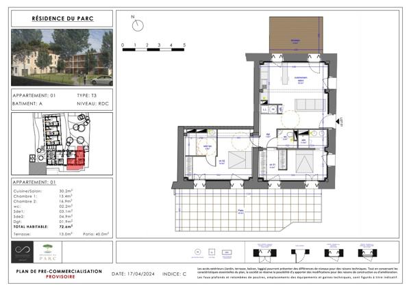 LA FRANQUI - APPARTEMENT T4 DE 98 M2  AVEC TERRASSE, BALCON ET PLACE DE STATIONNEMENT