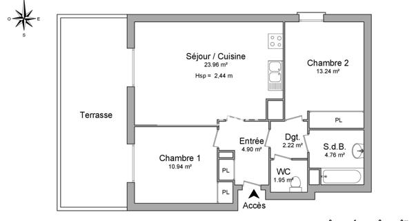 Location Appartement 3 pièces 61.97 m² - Toulouse 31200