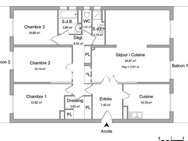 Location Appartement 5 pièces 110.87 m² - RESIDENCE LESDIGUIERES Grenoble 38100