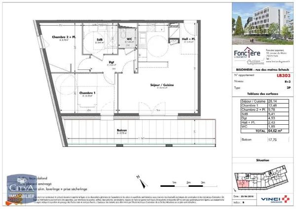 Appartement à louer 3 pièces 64.62m²