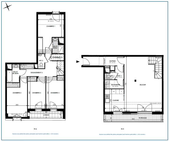 Paris 18e - Jules Joffrin - 5 pièces - 4 chambres - 127 m² - Terrasses 12.09 m²
