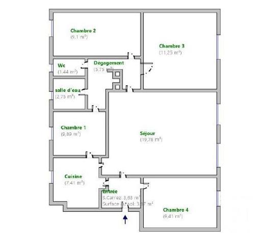 Appartement T5 à vendre  5 pièces - 80,41 m2 LYON - 69004