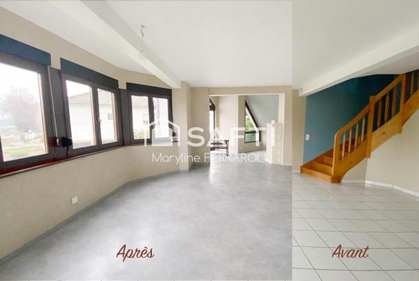 Maison architecte avec espace de vie 50 m2 et terrain piscinable