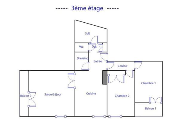 Le Chambon Feugerolles 42500 appartement de 87m² 2 chambres au 3ème étage sur 3, CAVE ET GARAGE