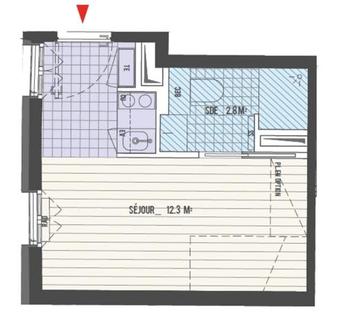 Studio neuf dans immeuble restauré à vendre PARIS 17e, surface habitable 26,60 m2.