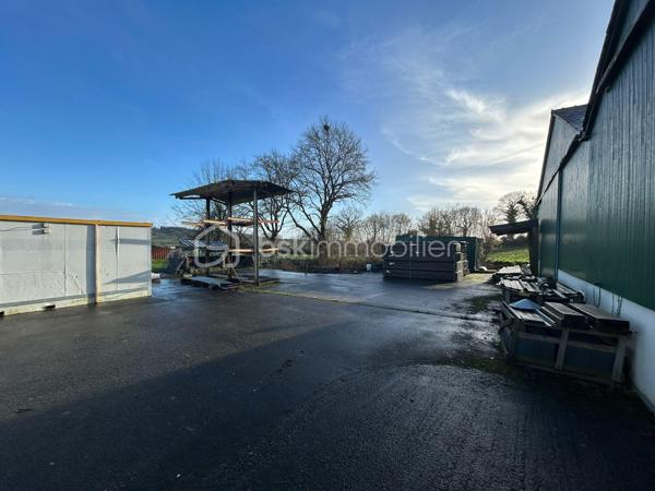 Idéalement situé entre Vitré, Ernée et Fougères, hangar en excellent état de 450 m² avec préau de 100 m², comprenant une salle de pause avec douche et wc. 
Belle hauteur de porte de 3,80m 
Terrain entièrement clos de 2380 m²  comprenant une partie goudronnée de 750 m² et terrain en herbe de 1000 m² (parcelle constructible de 558 m²)