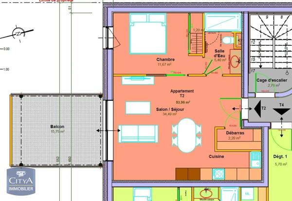 Appartement à vendre 2 pièces 54m²