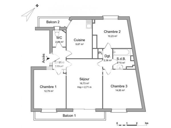 Location Appartement 4 pièces 77.04 m² - 17 PLACE D'AUSTERLITZ Strasbourg 67000