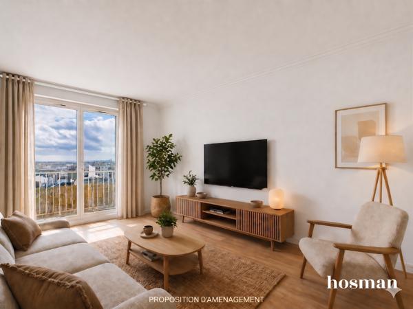 Dernier étage avec balcon plein sud ! Appartement 3 pièces de 64 m² avec parking et cave - Boulevard Chanzy, Montreuil