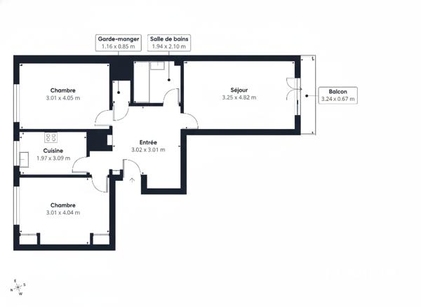 Dernier étage avec balcon plein sud ! Appartement 3 pièces de 64 m² avec parking et cave - Boulevard Chanzy, Montreuil