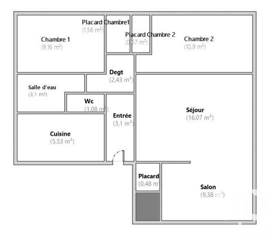 Appartement à vendre 4 pièces 63 m² Vitry-sur-Seine