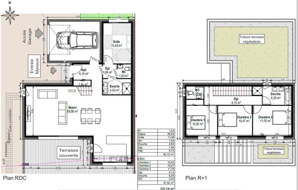 GENAS secteur Azieu Centre - Maison de ville contemporaine neuve de 128m² et 4 chambres