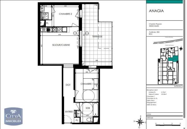 Appartement à louer 3 pièces 63m²