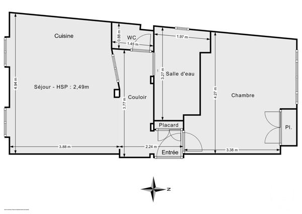 Appartement F2 à vendre  2 pièces - 43,74 m2 PARIS - 75011