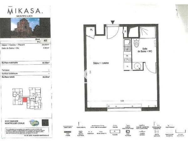 Location Studio 30.6 m² - RÉSIDENCE MIKASA 1852 AV DE TOULOUSE Montpellier 34070