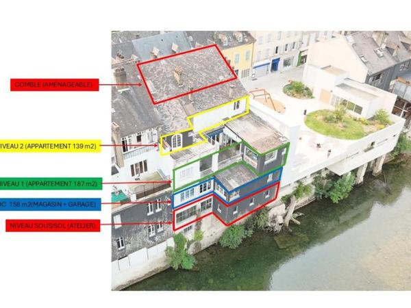 Immeuble locatif - Oloron-sainte-marie - Réf.:205259 OLORON CENTRE VILLE IMMEUBLE DE CARACTERE (la copropriété est faite, l'investisseur peut revendre par lot)