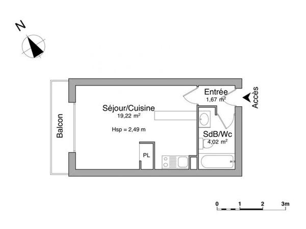 Location Studio 24.9 m² - 84 RUE ROBESPIERRE Agen 47000