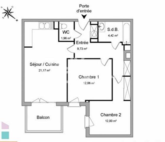 Appartement Toulouse 3 pièce(s) 61.34 m2+parking