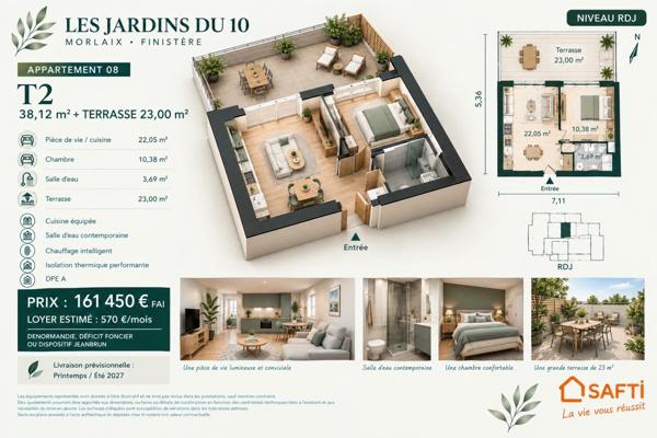 Appartement neuf de 39 m2 avec terrasse de 25 m2