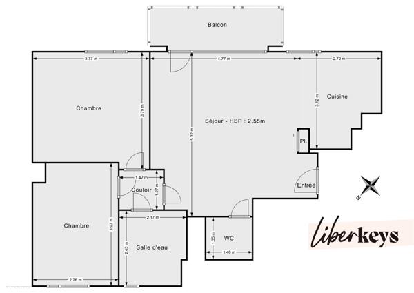 Appartement T3 de 61 m² / dernier étage exposé Sud / stationnement à Colombes