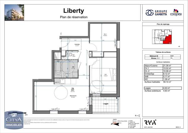 Appartement à louer 3 pièces 59.14m²