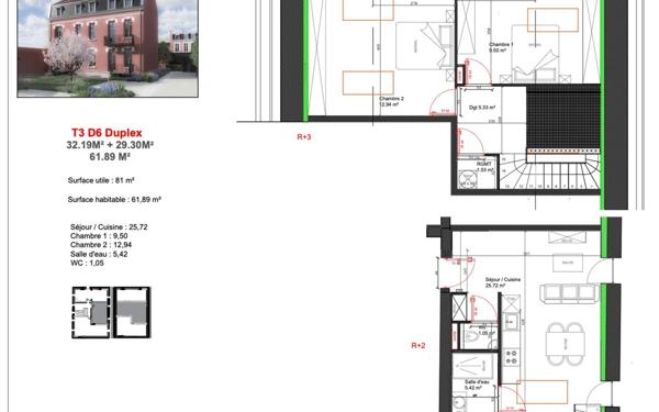 Appartement à vendre    2 pièces •  Arras