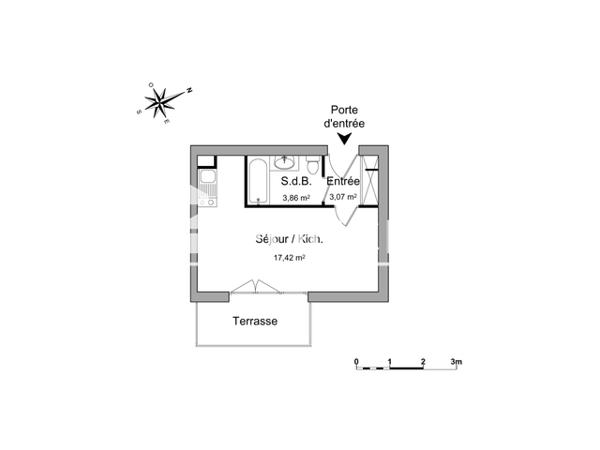 Location Studio 24.35 m² - 3 RUE LEON UNGEMACH Schiltigheim 67300