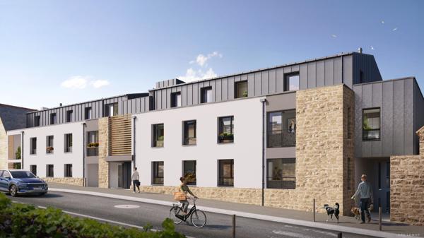 QUIMPER - "BOURG LES BOURGS" - AU DERNIER ÉTAGE, APPARTEMENT T2 NEUF DE 57 M² AVEC TERRASSE DE 27 M² AU SUD