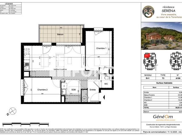 À vendre Appartement 3 pièces 58.55 m² - La Plagne Tarentaise 73210