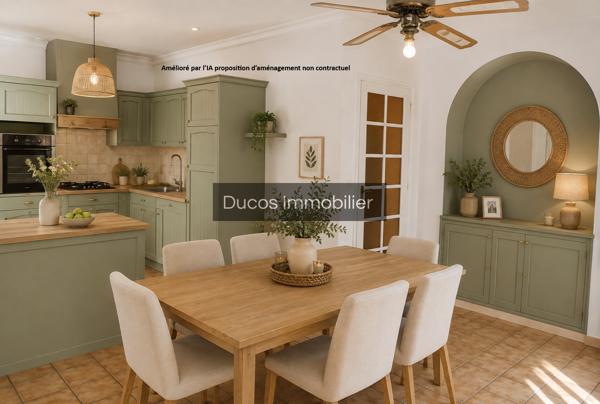 Maison de plain pied 3 chambres et grand garage de 128 m²