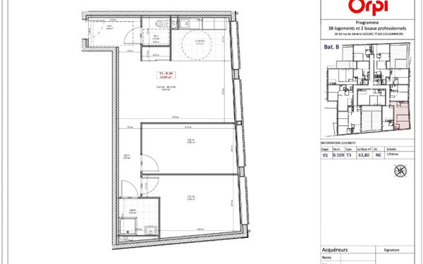 Appartement à vendre    3 pièces • 63,80 m2 Coulommiers