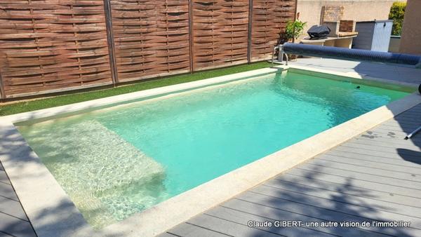 Poussan (34560) Maison T5 de plain-pied avec piscine, garage sur une parcelle de 583 m2 proche du centre-ville de Poussan